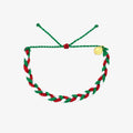Red, Green & White Braided Bracelet